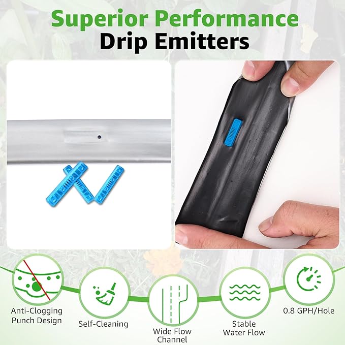 3000FT 5/8" Drip Tape Irrigation, 16 Mil Heavy Duty with 6" Emitter Spacing, Silver Reflective Drip Tape Resistant to Pecking & Biting, Heat-Safe for Seedlings, Ideal for Garden Farm Greenhouse Patio