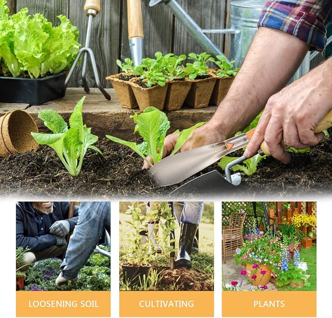 BESPORTBLE 2Pcs Garden Hand Trowels Heavy Duty Transplanter Trowel Set 12In Stainless Steel Flower Planting Tools for Soil Digging Cultivating Weeding