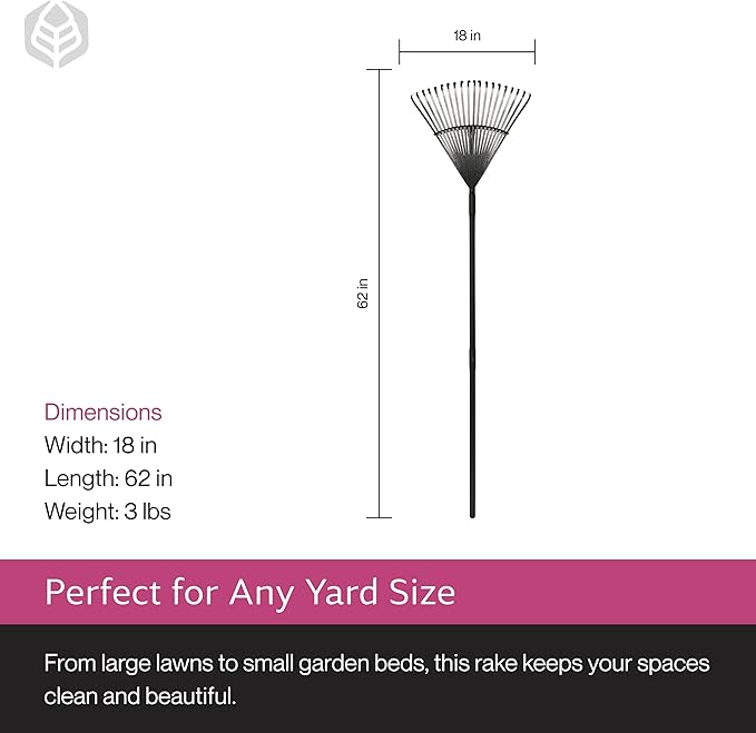 Yard Butler ILT-20 World’s Greatest Rake Garden Rake for Lawncare - Convenient Garden Cleaning Accessory - Lightweight Handle - Steel Tines - Easy to Maneuver