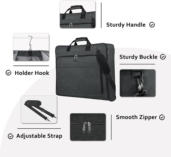 MATEIN Garment Bags for Hanging Clothes, Large Travel Suit Bag with Strap