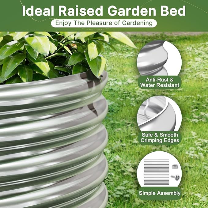 2pcs Tall 8x4ft Galvanized Raised Garden Bed Outdoor, Metal Raised Beds for Vegetables, Above Ground Garden Box for Flower, Steel Garden Bed for Gardening