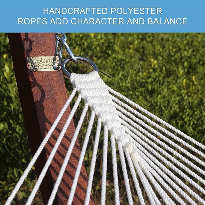 Lazy Daze Hammocks 12FT Quilted Fabric Hammock with Soft Pillow, Double 2 Person Tree Hammock with Spreader Bar for Outdoor Patio Backyard Poolside, 450lbs Weight Capacity, Blue Floral