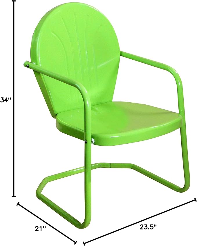 Northlight 34-Inch Outdoor Retro Tulip Steel Armchair, Lime Green
