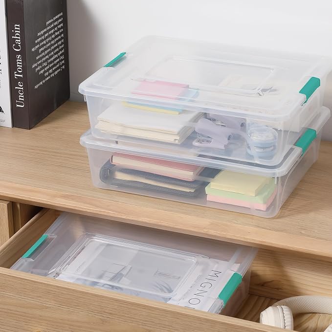 novelinks 10 Quart Clear Plastic Storage Containers with Lids (4 Pack)