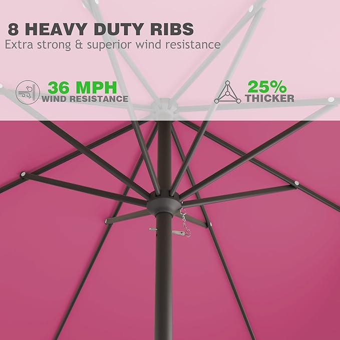 AreShark 8' x 10' Rectangle Patio Umbrellas for Outdoor, Outdoor Table Umbrella, Large Outdoor Patio Umbrellas with 8 Sturdy Ribs for Pool, Garden, Market (Blush)