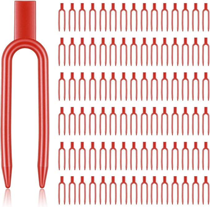 120 PCS Plant Pins for Pothos, Plastic Strawberry Garden Pins, Reusable Plant Pins for Indoor Plants, Strawberry Support Pin Fork Vine Fixing Clips, Garden Fork for Plant Cutting Farming Securing(Red)
