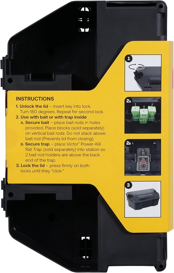Victor Refillable Rodent Bait Station - XL Rodenticide Bait Station - Also Holds Rat Traps - Indoor and Outdoor Use - M901RB - Poison and Kill Rats