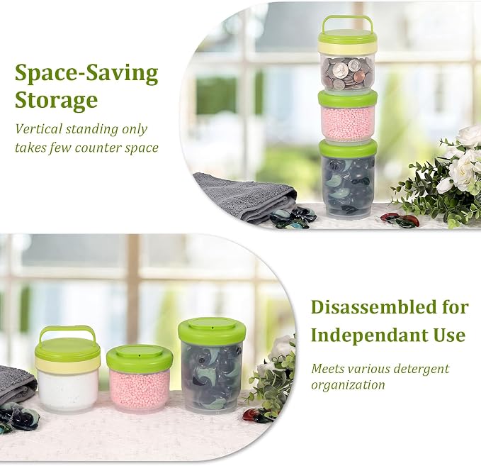 Portable Laundry Detergent Dispenser with Handle, 3 Tier Stackable