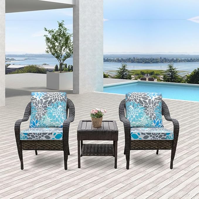 JMGBird Outdoor Chair Cushions Set - 19"x19" Deep Seat & Back Cushions, Water-Resistant Tufted Pillows for Patio Furniture