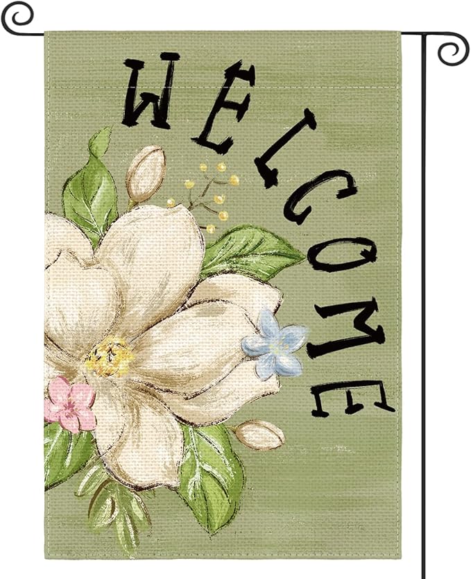 AVOIN colorlife Magnolia Spring Garden Flag 12x18 Inch Double Sided Outside, Seasonal Floral Welcome Yard Outdoor Flag