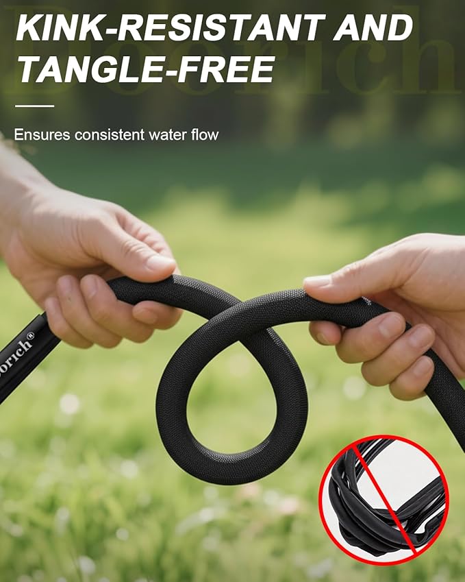 Garden Hose, Lightweight, Ultra Flexible, Durable, Kink-Free Water Hose - Made of TPU, Drinking Water Safe Material, Non-Shrinking, Easy to Store, All-Weather, Black (25 FT)