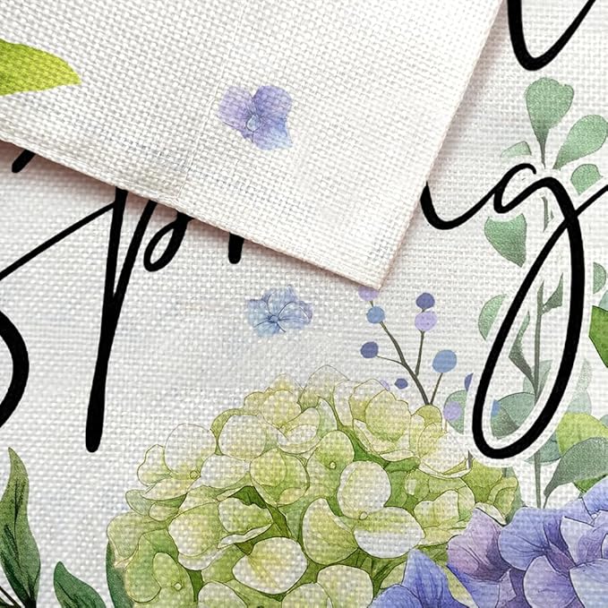 GEEORY Hello Spring Hydrangea Eucalyptus Garden Flag 12x18 Inch, Double Sided Spring Summer Decor, Farmhouse Rustic Outdoor Floral Flag Outside Yard Lawn Decoration