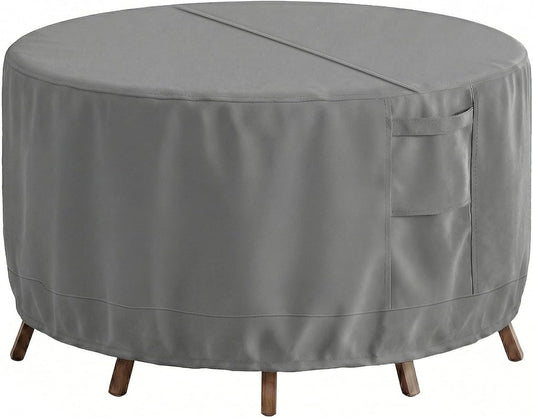 Vailge Patio Furniture Covers Round, Outdoor Furniture Covers Waterproof Windproof, 600D Oxford Outdoor Patio Table and Chair Cover (Grey, 84"DIAx28"H)