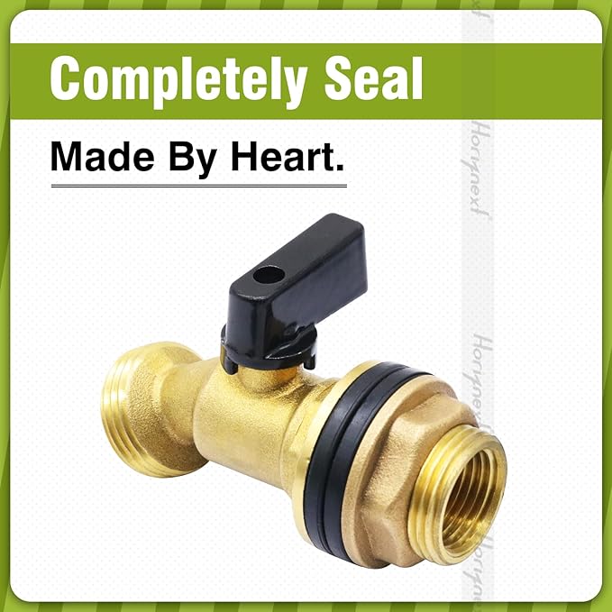 GHT 3/4 spigot for rain barrel, brass bulkhead water barrel spigot kit for diy tank parts and accessories connect garden hose outdoor bucket (1 pc)