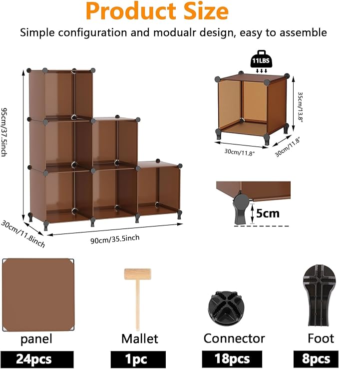 AWTATOS Closet Organizer, 6 Cube Storage Organizer, Closet Storage Shelves