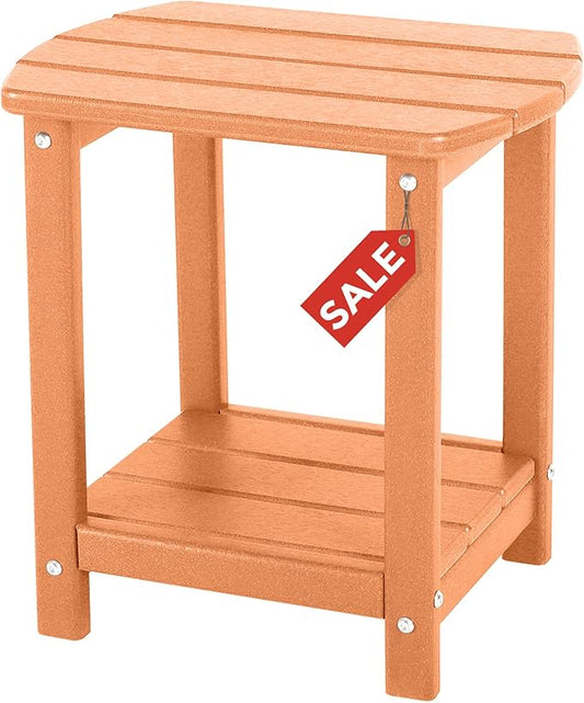 Adirondack Square Outdoor Side Table,2-Tier Storage Patio Side Table, HDPE End Tables for Backyard Pool Porch Garden Lawn