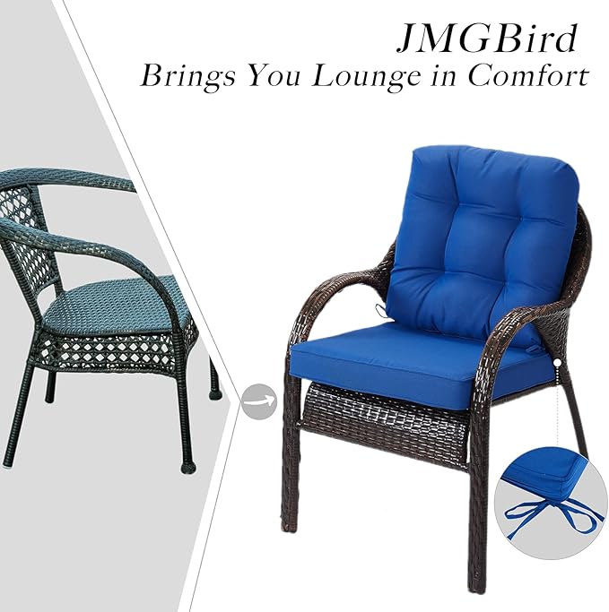 JMGBird Outdoor Chair Cushions Set - 19"x19" Deep Seat & Back Cushions, Water-Resistant Tufted Pillows for Patio Furniture