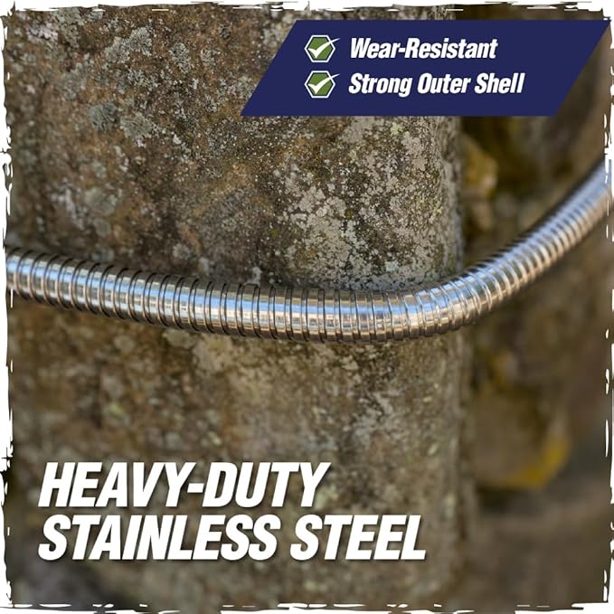 RUGGED RHINO Metal Garden Hose with Spray Nozzle, 75FT, 304 Stainless Steel, 750 PSI Burst Strength, Heavy Duty Flexible Water Hose, Kink Resistant, Leakproof for Yard, Lawn and Outdoor Use, Green