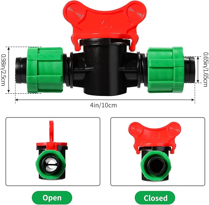 Tondiamo Drip Irrigation Shut off Valve 1/2 Inch Universal Drip Irrigation Tubing Coupling Valve Connector Locking Fitting Compatible with 16 to 17 mm Drip Tape Tubing Sprinkler System (24 Pieces)