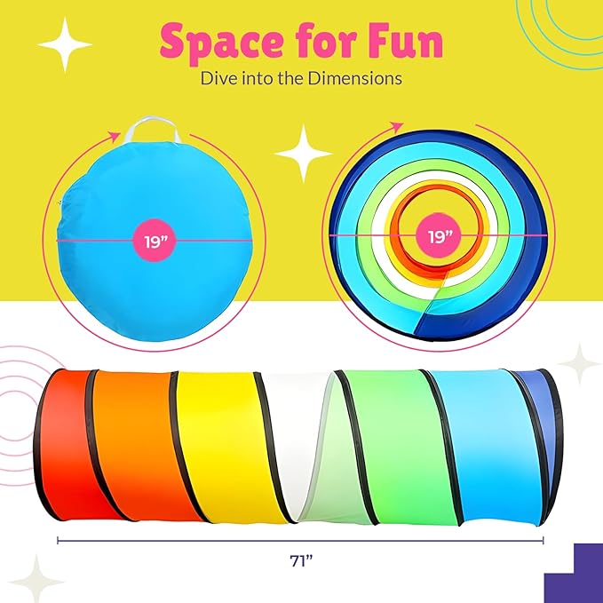 Kids Play Tunnel Set for Toddlers Double Tunnels for Indoor and Outdoor Fun | Pop-Up Crawl Tunnels for Babies, Toddlers, and Pets | Easy to Set Up, Store, and Transport | Durable and Breathable