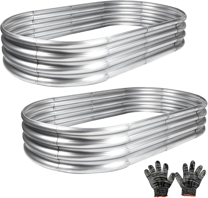Gartist 2 pcs 4×2×1 ft Raised Garden Bed for Outdoor, Easy Assembly Galvanized Planter Box for Vegetables, Flowers & Herbs