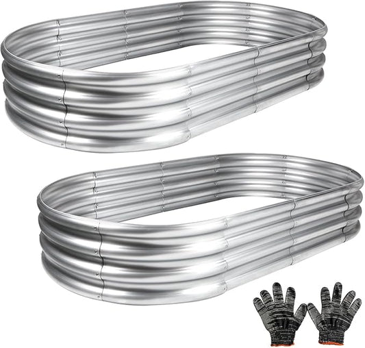 Gartist 2 pcs 4×2×1 ft Raised Garden Bed for Outdoor, Easy Assembly Galvanized Planter Box for Vegetables, Flowers & Herbs