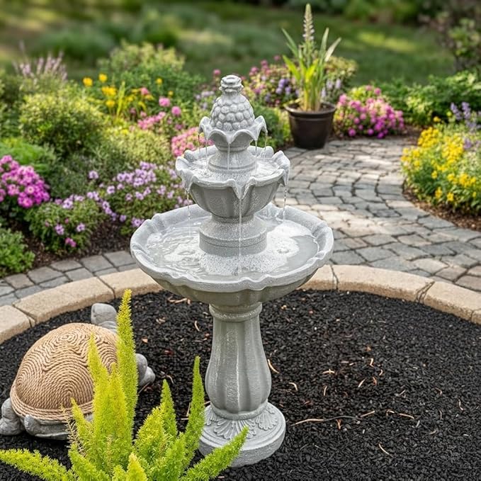 XBrand 36.2" 2-Tier Outdoor Freestanding Solar Water Fountain - Classic Design