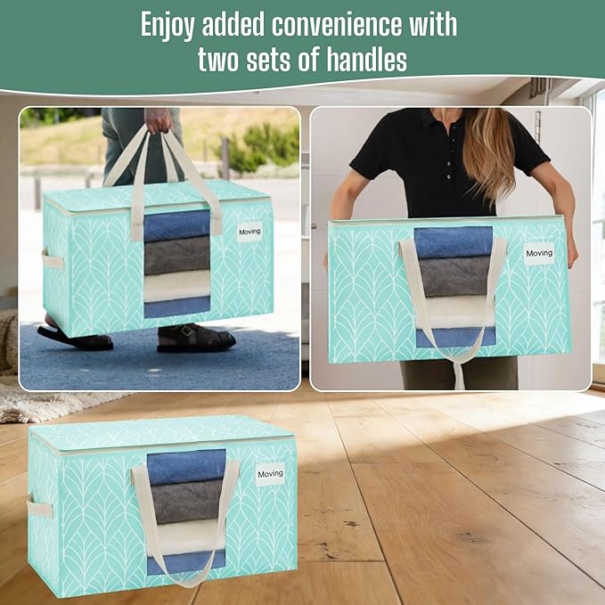 VENO Moving Bags, Wide Open Top, Clear Window, Evergreen, 4 Pack