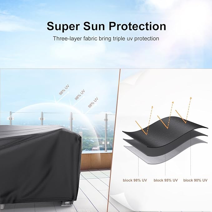 Patio Furniture Set Cover Waterproof, Mrrihand Outdoor Sectional Sofa Set Cover Heavy Duty 600D Table and Chair Set Cover 74" L×47" W×28" H