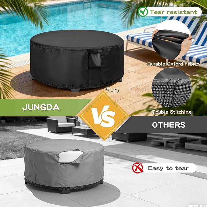 Patio Furniture Covers Round, 36 Inch Outdoor Dinner Table Cover Waterproof, Round Patio Coffee Table Cover for All Weather Resistant - 36 x 18 Inch