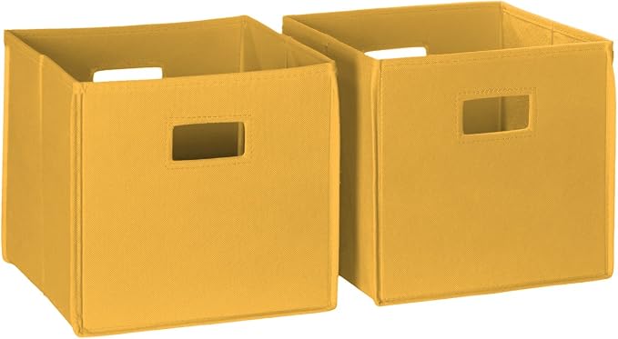 RiverRidge Folding Storage Bins - 2-pack of 10in Tall Golden Yellow Cubes