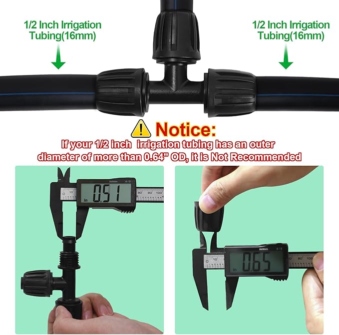 1/2 Inch Drip Tubing Irrigation Fittings Kit - 20 Pieces Set 1/2'' Drip Line Anti-Drop Barbed Lock Nut Connectors- 4 Couplings 4 Tees 4 Elbows 2 Valves 2 1/2'' to 1/4'' Reducers 4 Plugs