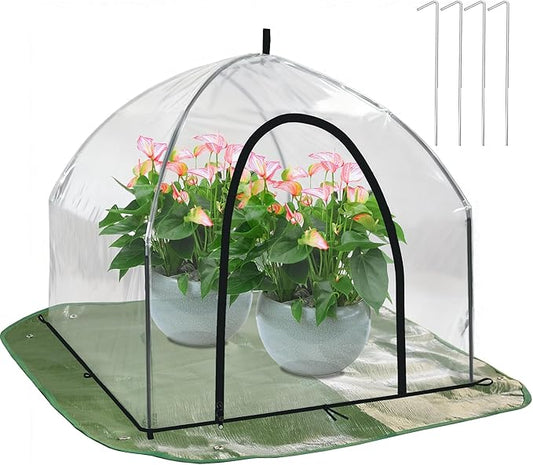 Portable Plant Cover Tent with Waterproof Base for Garden Indoor/Outdoor Tabletop Mini Greenhouse for Seed Starting Humidity Small Plants, Plant Protection from Animal for Raised Bed(L - PVC - 1PCS)