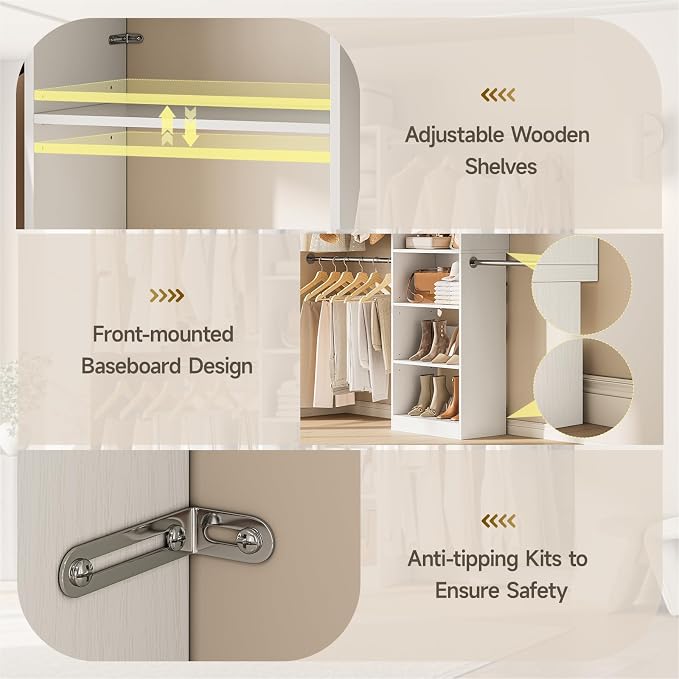 ONBRILL W1 3.5FT-7.7FT Closet System with 4 Chrome-Plated Telescopic Rods