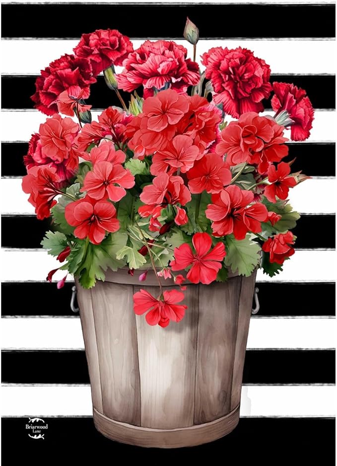 Briarwood Lane Striped Geraniums Garden Flag
