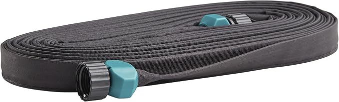 Gilmour 50' Black Flat Weeper Soaker Hose for Garden Beds, Drip Irrigation Outdoor Hose, Flexible Garden Hose for Vegetable Gardens, Flower Beds, Lawns, and Orchards