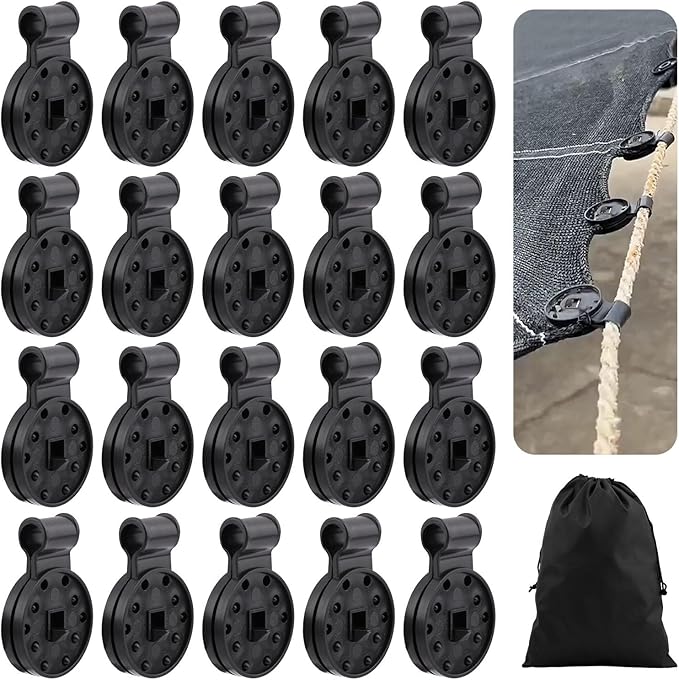 20pcs Shade Cloth Clips,Shade Cloth Heavy Duty Lock Grip for Sunshade Net,Gardening Greenhouse ShadeCloth Fix Clamp,Windproof Awning Clamp Grip Tarp Clips,1 Drawstring Bag