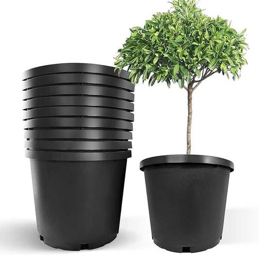 10Pcs 20 Gallon 21 inch Plant Nursery Pot Flower Seedling Injection Molded Container Plastic Garden Planter Pots with Drainage Holes Suitable for Vegetables Flowers Plants Black