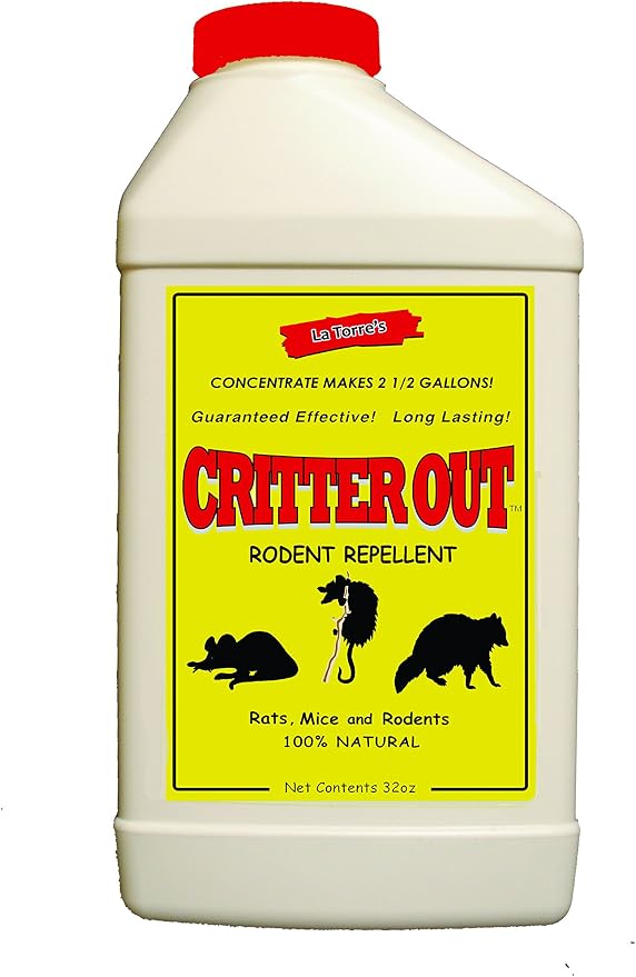 Mouse & Rat Repellent: Rodent Repellent: Critter Out 32oz Concentrate | Mouse & Rat repellent, Peppermint Oil Repellent, Get Rid of Rats, Prevent Nesting, Stops Chewing, Protect Engine Wiring