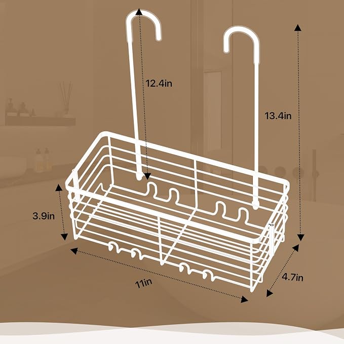 DELLAN Hanging Shower Caddy, Shower Rack Hanging for Bathroom, White