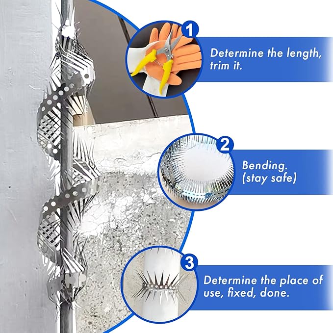 Bird Spikes - Stainless Steel Fence Spikes for Pigeons, Raccoons, Snakes - Deterrent Defender (20inch)