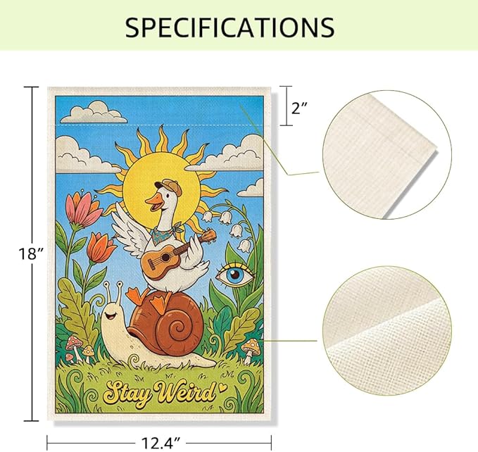 RZHV Stay Weird Double-Sided Garden Flag for Outdoor House Yard Sign Garden Decor Parade, Funny Snail Silly Goose Sun House Patio Outdoor Banner Decoration, Diversity Inclusion Yard Sign