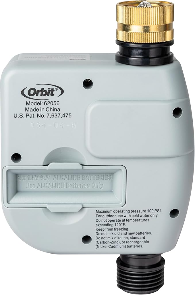Orbit One Outlet Single-Dial Hose Faucet Timer - Easy Programmable - for Garden Watering System - LCD Hose Timer with Adjustable Watering Schedule - 62056