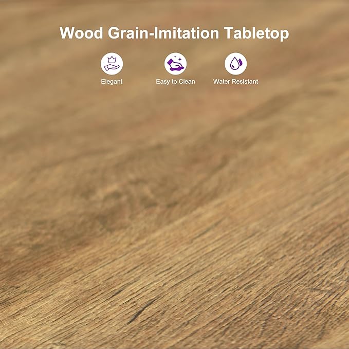 PURPLE LEAF Outdoor Round Bar Table Patio Aluminium Modern Bistro Table for Kitchen Island Patio Garden Deep Teak