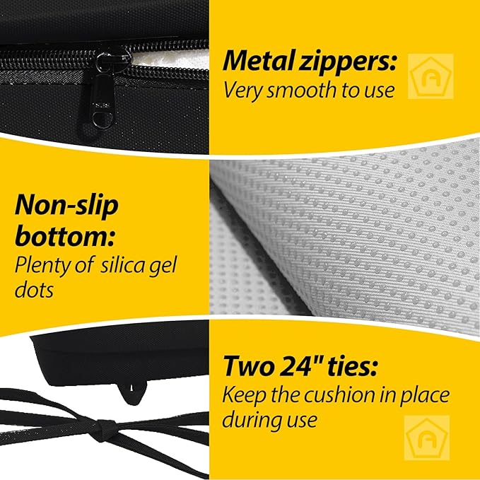 AAAAAcessories Outdoor Seat Cushions for Chairs, Waterproof, Fade-Resistant, 22" x 22" x 3", Patio Furniture Replacement Cushions, Set of 2, Charcoal Black