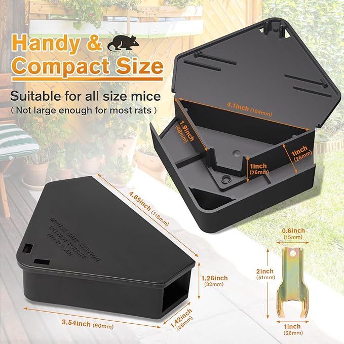 Mouse Station with Keys Black 48 Pack, Key Required Mouse Stations, Mice Stations, Keeps Children and Pets Safe Indoor & Outdoor