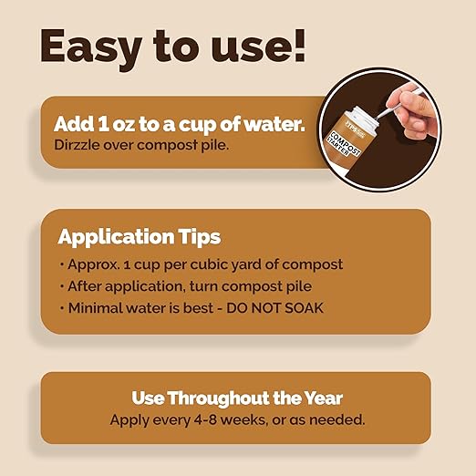 Compost Starter & Compost Accelerator – Liquid Compost Booster for Faster Breakdown & Richer Compost, 8 oz
