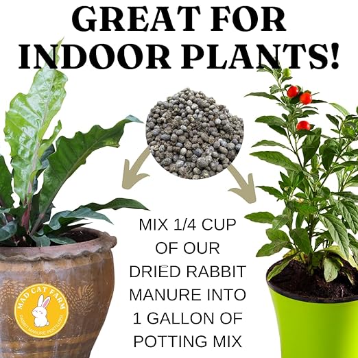 Rabbit Manure Fertilizer Pellets - All Natural Soil Amendment for Vegetable Gardens, Worm Composting, Indoor and Outdoor Potted Plants (25 Pounds)