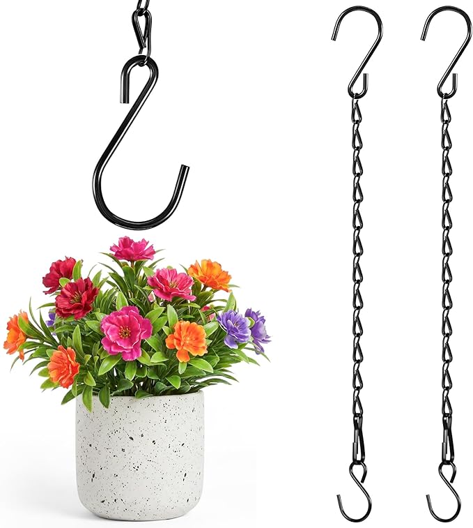EBOOT 2 Pcs Hanging Chain for Bird Feeders, Planters, Lanterns and Ornaments (Black,19.7 Inch)