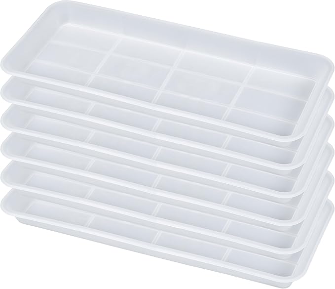VUWEZ 6 Pack of Plastic Plant Tray Saucer Rectangular, Pot Trays Saucers for Indoors Outdoor, Plant Water Drip Trays for Flower Pot Planter, Windowsill Planter Tray (6.5 X 13 Inch, Clear)
